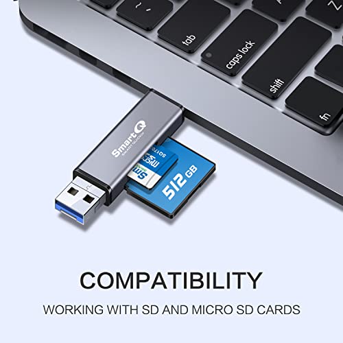 Image of SmartQ C350TL SD Card Reader for iPhone /Android, USB C 3.0, and USB A 2.0 Super Speed Memory Card Adapter for PC, Laptop, Mac, Supports Micro SD /SD /SDHC /SCXC
