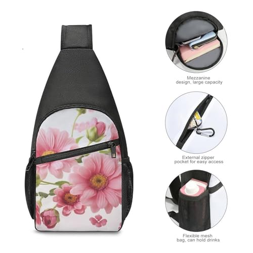 Bolso Sling Flowers Pink para Hombre y Mujer miniatura 5