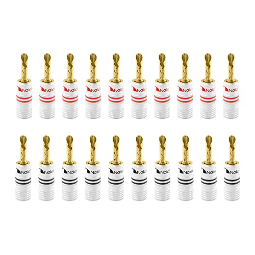 Nakamichi Excel シリーズ 24K 金メッキ Banana Plugs バナナ プラグ 12 AWG - 18 AWG ゲージ サイズ 4 mm スピーカー アンプ Hi-Fi AV ステレオ ホームシアター オーディオ ワイヤー ケーブル