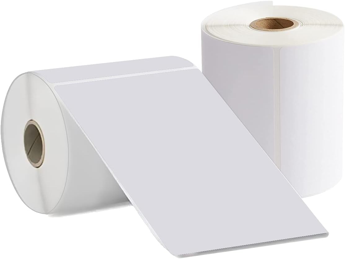 MFLABEL 2 Rolls 500 Labels 4” X 6”(101mm x 152mm) Direct Thermal Labels, 250 Labels Per Roll, Permanent Adhesive, White Mailing Postage Shipping Labels for Thermal Printer