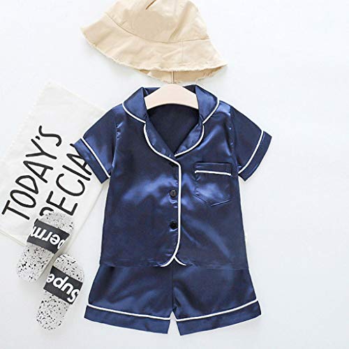 Baby Satin 𝐏ajamas 2 Piece 𝗦ilk 𝐏a𝐣ama Set Long Sleeve Button Down Sl𝐞epwear and Pants for Boys Girls Cute 𝐏𝗝s2