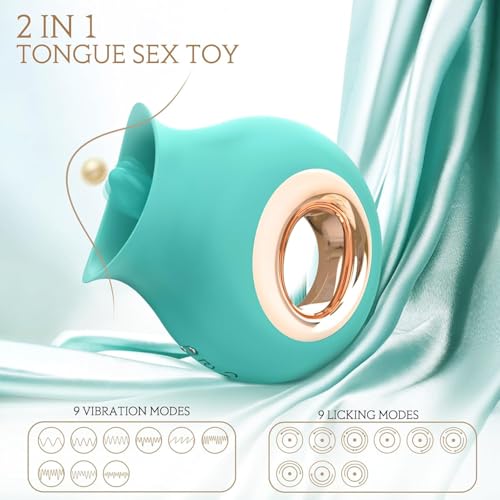 MIDU バイブ ローター 舐めるバイブ 乳首 クリ責め 吸うやつ 吸引 バイブレーター【 9種舌振動モード+9種舌舐めモード+高速舐める 】上下にペロペロ舐め クリ 乳首攻め 開発 潮吹き 強力 イボイボ 人気 潮吹きデンマ ちくび 静音 アダルトグッズ 潮吹き 防水 大人のおもちゃ 男女兼用バイブレーター 収納袋付き(グリーン) - 画像3