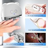 Electric Nail Clippers, Rechargeable 3-Speed Electric Nail Trimmer with LED for Toenail & Fingernails, Portable for Seniors Men Women (White) - Image 3