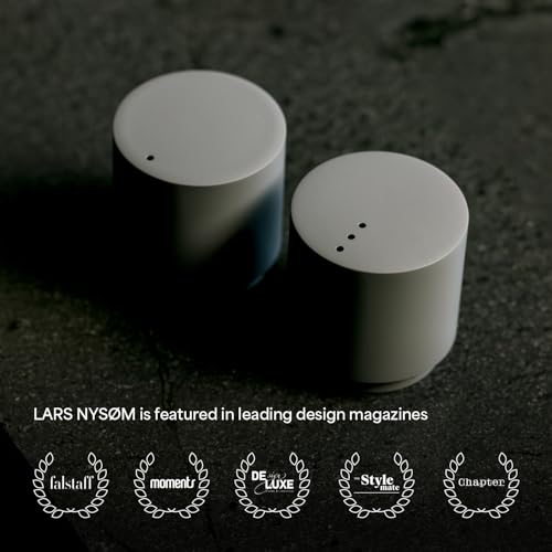 Image of LARS NYSOM Mini Salt and Pepper Shakers Set | Stainless Steel Salt and Pepper Shakers with Modern Minimalist Design, Easy Refill, Small Size (Stone Blue)