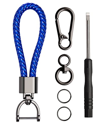 Car Keychain Key Chain Keyring - Tpu Leather Family Premium Durable Present Gift For Man And Woman Fit All Cars Blue #TOP20
