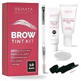 RB RENATA BEAUTY Tinta Sopracciglia Kit – Semi-Permanente, 1,8% Attivatore Crema + Pennello Dual – Senza PPD/Ammoniaca – Dura fino a 4 Settimane – 20 Applicazioni – Nero