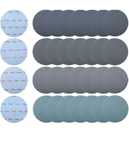 Wet and Dry Sandpaper 180mm Hook and Loop Sanding Discs, 20Pcs 7 Inch Silicon Carbide Sander Pads for Drawall Sander 1000/1500/2000/3000 Grit Flocked Sand Paper for Polishing Automotive Metal Floors