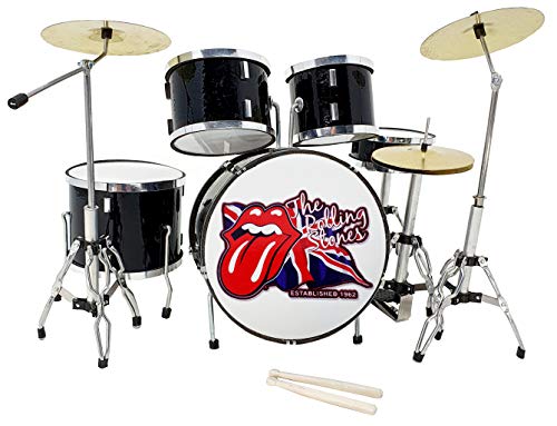 MINIATURA BATERÍA ACUSTICA NEGRO BRILLO MDR 0022 ROLLING STONES REGALO MUSICAL ROCKMUSIC