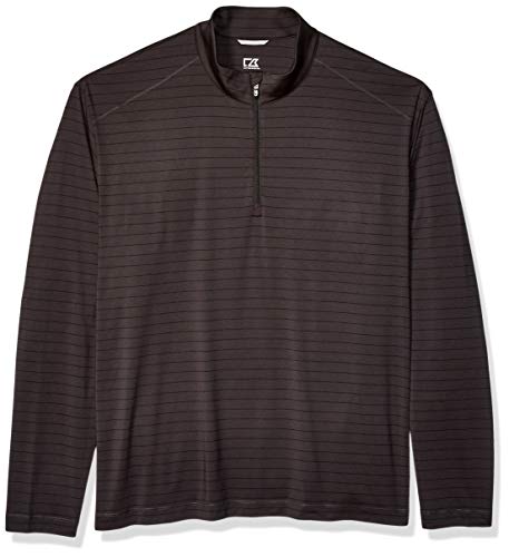 Cutter & Buck Men's Moisture Wicking Drytec UPF 50 Half Zip Pullover, Holman Stripe Black Heather, XXX-Large