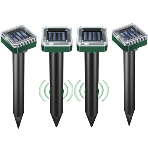 Vtizikl Lot de 4 ou 6 paquets de répulsifs solaires soniques pour extérieur - Piège à taupes imperméable pour extérieur - Pour dissuasion des taupes, rongeurs, campagnols, gopher, serpent, pelouse