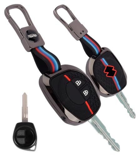 Image of Coll of Fest Luxury Metal Silicon Key Cover Compatible with Suzuki Swift | Ertiga | Wagonr | Celerio | Swift Dzire | Alto | Fronx | Brezza | S Presso | Ignis | 2 Button Key Glow in Dark