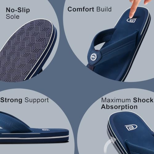 Image of Men's Flip Flops & Slippers | Lightweight Anti-Skid Thong Sandals | Comfortable Cushioned Chappals for Daily, Indoor, Outdoor, Beach & Casual Wear