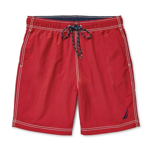 Image of Nautica Men's Solid Quick Dry Classic Logo Swim Trunk