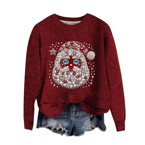 Sudadera de Navidad para mujer y suéter de punto de Papá Noel rosso M