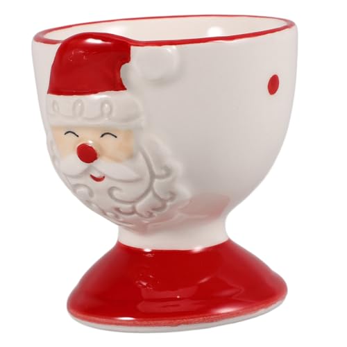 FUNOMOCYA Santa Claus Ceramic Egg Cup Festive Holiday Decor for Boiled Eggs for Christmas Breakfast Dining Table Fun Egg Serving Cups for Family Gatherings