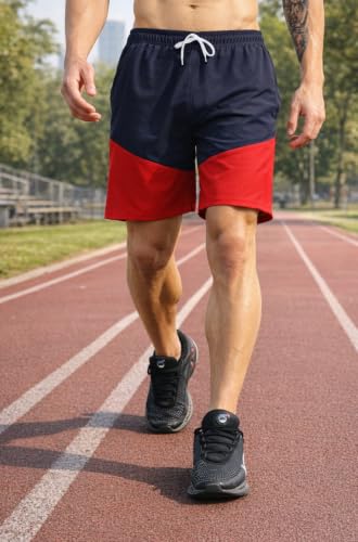 Image of London Hills Men's Sports Running Shorts Lightweight Quick Dry Gym Workout Training Shorts with Zipper Side Pockets Elastic Waist Adjustable Drawstring Athletic Activewear Running Jogging Fitness Yoga