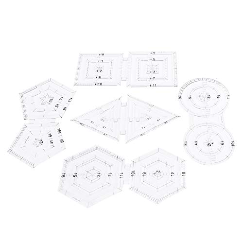 Tissting Set di 5 Righelli per Patchwork con Forme Multiple - Strumenti per Quilting e Cucito, Ideale per Taglio di Tessuti e Pelli, Design Pratico per Mancini e Destrorsi