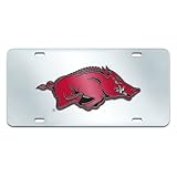 FANMATS NCAA University of Arkansas Razorbacks Plastic License Plate (Inlaid)