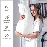 Jedwabna poszewka na poduszkę, dla włosów i skóry, miękka, oddychająca i wąska, 100%, dwustronna, naturalny jedwab z morwy, z ukrytym zamkiem błyskawicznym, standardowa, 50 x 65 cm, 2 szt.