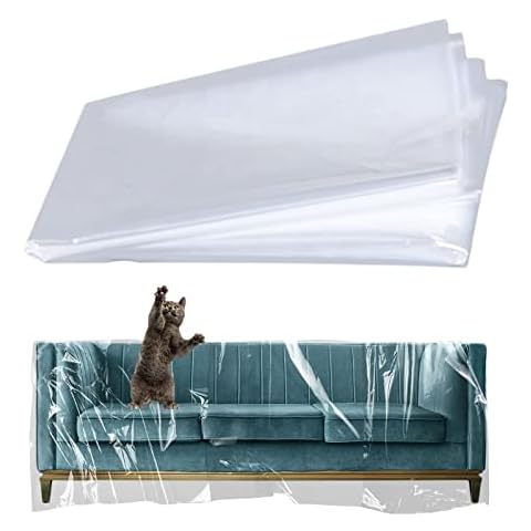 ToKinCen 2PCS Plastic Sofa Cover,Sofa Protector Bag Cover,Plastic Dust Sheets,Transparent Sofa Dust Covers,Waterproof Sofa Cushion Cover For Moving Protection and Long Term Storage Cover