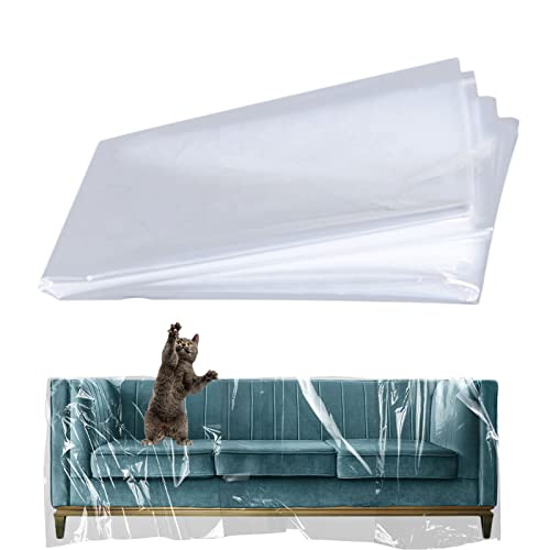 ToKinCen 1PC Transparente Sofa Staubschutzhüllen Kunststoff Wasserfeste Sofabezug Möbelhülle Couchhülle Staubschutz Folie Sofa Protector für Couch Sessel Möbel Renovierung, 2 x 3M