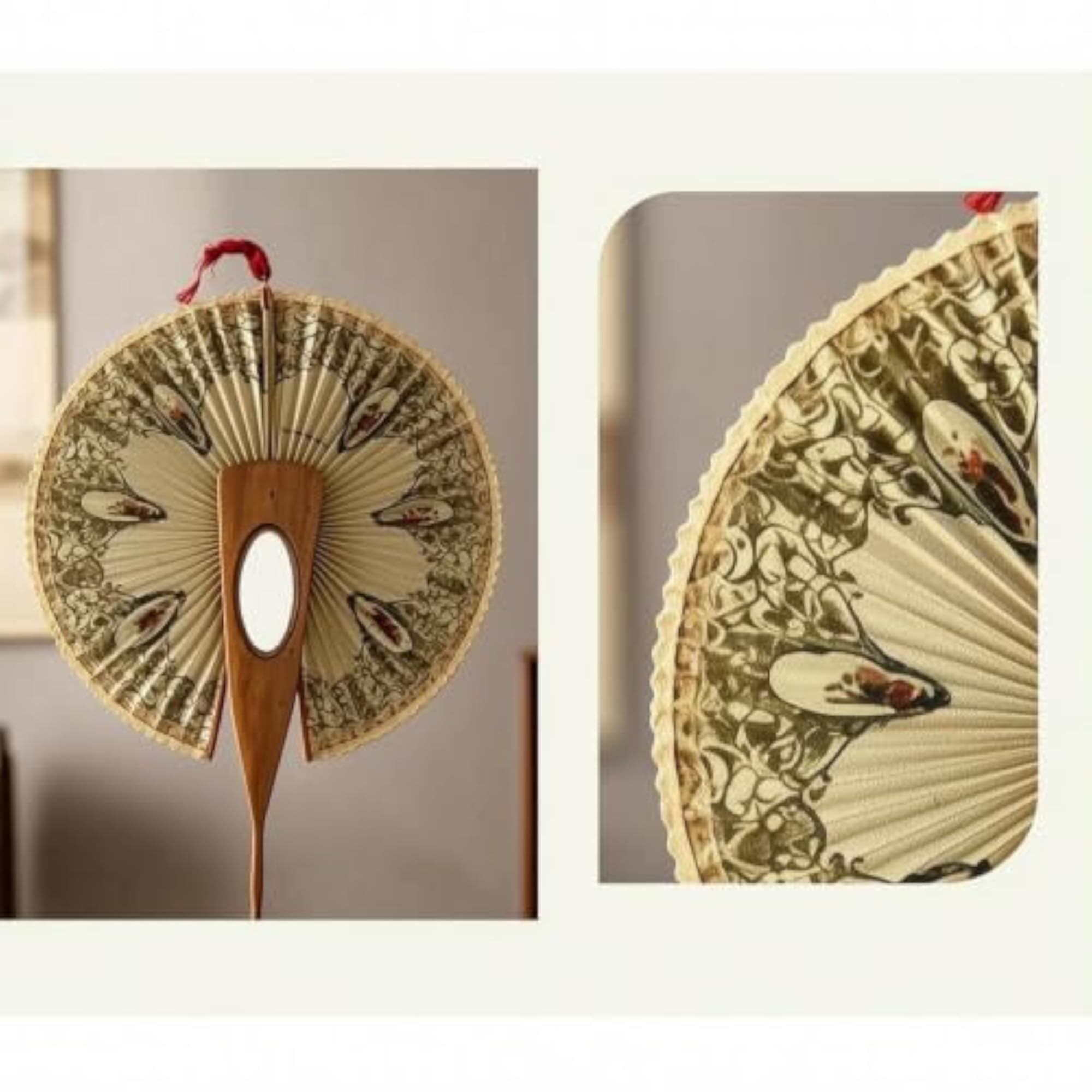 Antique-Style Pleated Handheld Fan for Collectors and Decor