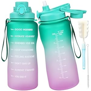 GXCROR Trinkflasche Wasserflasche 2 Liter BPA Frei Sportflasche mit Verschlussdeckel und auslaufsicher, Geeignet für Fitnessstudios, Schulen und Büros, zum Wandern, Radfahren, Camping, Laufen, Yoga.