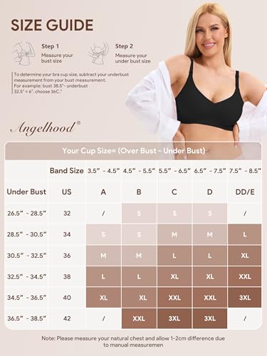 Image of Angelhood 3 Pack Nursing Bras for Breastfeeding Seamless Pregnancy Maternity Bra Wireless Sleep Bralette with Extenders