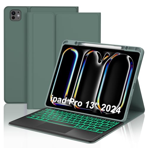 Clavier pour iPad Pro 13" 2024 M4, étui tactile clavier Bluetooth magnétique QWERTY