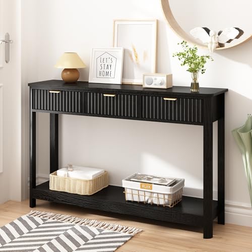 HOKYHOKY Fluted Console Table with Drawers, Modern 47.1" Entryway Table