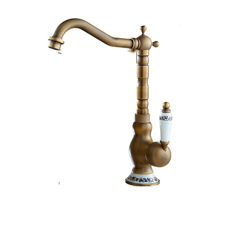 Robinet de lavabo vintage en cuivre rotatif style rétro bronze pour vasque