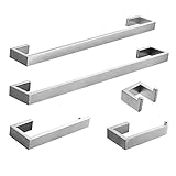 Fapully 5 Piece Bathroom Hardware Set Stainless Steel Wall Mounted Bathroom Accessories Set,Brushed