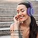 RORSOU B10 Bluetooth Headphones Over Ear, 2 EQ Music Modes(Normal/Bass) and 50H Playtime Wireless Headphones with Mic, Lightweight Folding HiFi Stereo Headset for iPad/Travel/Tablet/PC/Home (Purple)