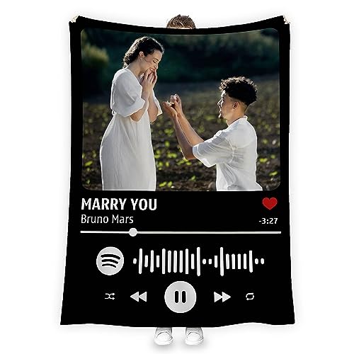 Custom Blanket with Photos Song Singer, Customized Music Blankets with Pictures, Personalized Propose Blankets for Friends Wife Husband Fiance, Gifts for Birthday Christmas Valentines Day