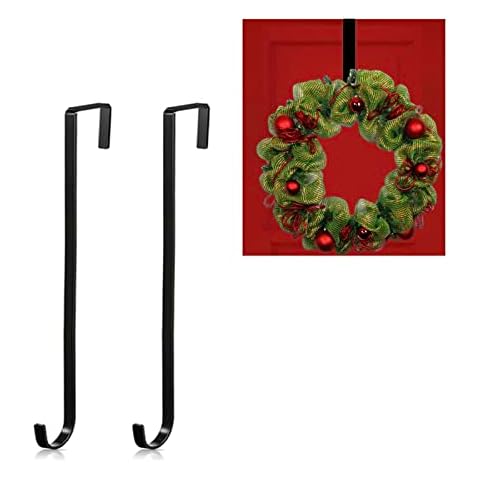 Mienocol Christmas Wreath Metal Hanger Hook for Thick Front Door,Garland Hanger Hanging Hook Holders Over The Door Wreath Door Hanger Hooks for Xmas Home Office Door Wall Wedding Wreath Decorations Cover
