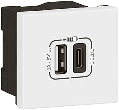 Charger - USB Type A and USB Type C - 3A - 15W - Mosaic - LEGRAND 077570L