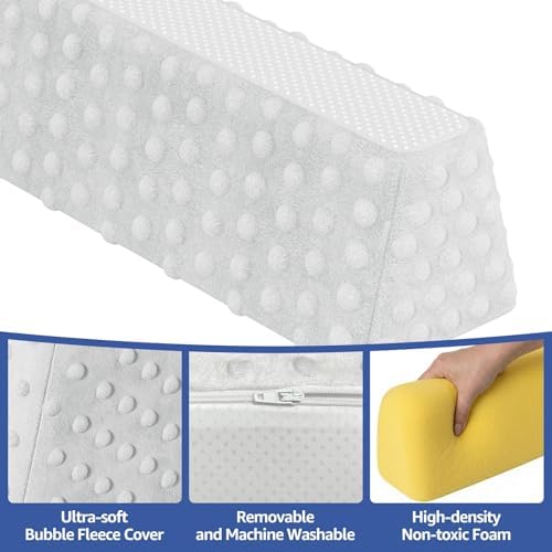 YENING Bed Bumpers for Toddlers with Strap Under Sheet Anti-Slip Foam Bed Bumper for Twin Full Queen King Kids Bed — view 6