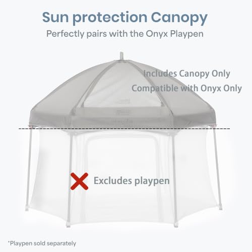 Image of Dream On Me Onyx Playpen Canopy Top, Sun Shade that Blocks Up to 98% UVA /UVB Rays, Breathable Mesh, Removable Tent Top Accessory for Onyx Playpen, Grey