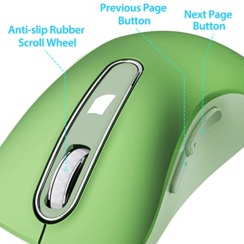 Image of memzuoix Wireless Mouse 2.4GHz Portable Optical Wireless Mouse 1400DPI with Mini USB Receiver, 5 Buttons and Battery Operated for Laptop, Desktop, MacBook - Green
