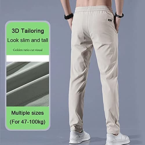 Toqvtoo Men's Fast Dry Stretch Pants Lightweight Ice Silk Quick Dry Sweatpants Drawstring Casual Hiking Joggers With Pocket (Black,Xl) #TOP3