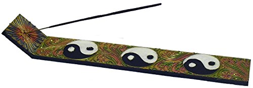 MERCAVIP Thermovip. Porta Inciensos. Tabla Grande de Madera de 34 X 5cm. Diseño Yin-Yang