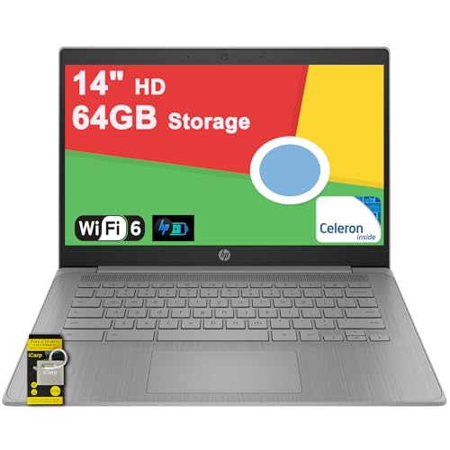 HP Chromebook 14 �����ъw���p�m�[�g�p�\�R�� 14�C���` HD �A���`�O���A Intel Celeron N4500 4GB RAM 64GB �X�g���[�W Type-C Wi-Fi6 �����o�b�e���[���� �����[�d ICP�n�u�B