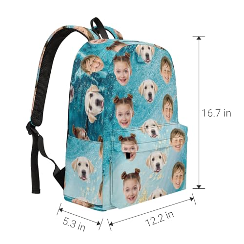 Custom Backpack with Face, Personalized Face School Bag for Boys Girls Men Women, Customized Faces Casual Laptop Backpacks with Adjustable Shoulder Strap for School Work Travel Camping3