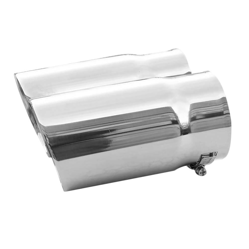 Autohobby 6017 - Doble embellecedor de tubo de escape universal para tubo de escape deportivo de acero inoxidable hasta 65 mm cromado A B C G H J CC 3 4 5 6 7