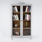 Estante Para Livros Ditália 2 Portas Vidro E-957 Cor:cinza