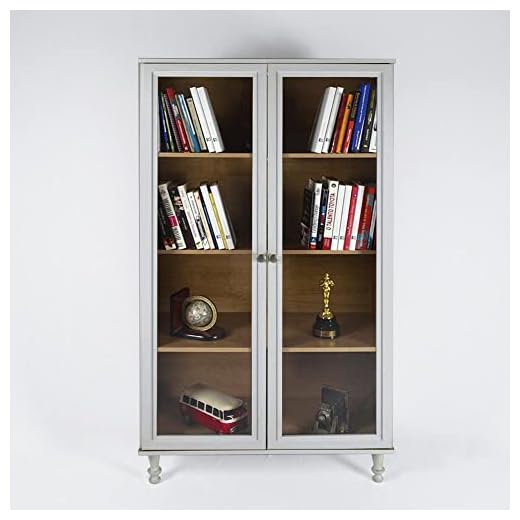 Estante Para Livros Ditália 2 Portas Vidro E-957 Cor:cinza