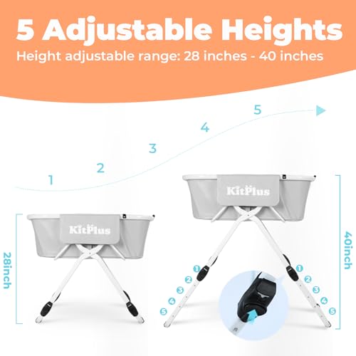 KITPLUS Banheira elevada para cães, estação de lavagem portátil ajustável de 5 alturas para animais