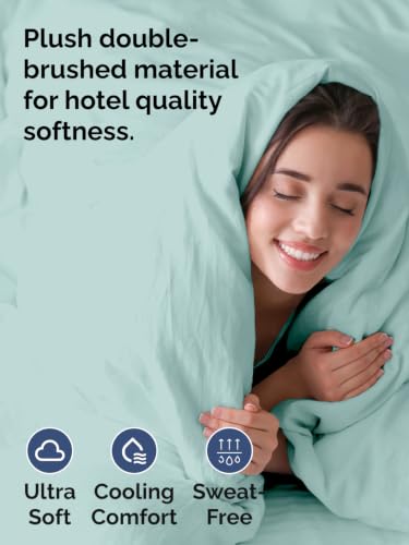 Image of Duvet Cover Cal King Size - 3 Piece with Zipper Closure - Spa Blue