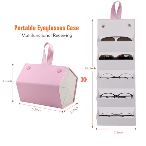 Image of SMARTTOP Sunglass Eyeglass Organizer Collector 5 slot 6 Slot PU Eyeglasses Storage Case Box Multiple Hanging Eyewear Display