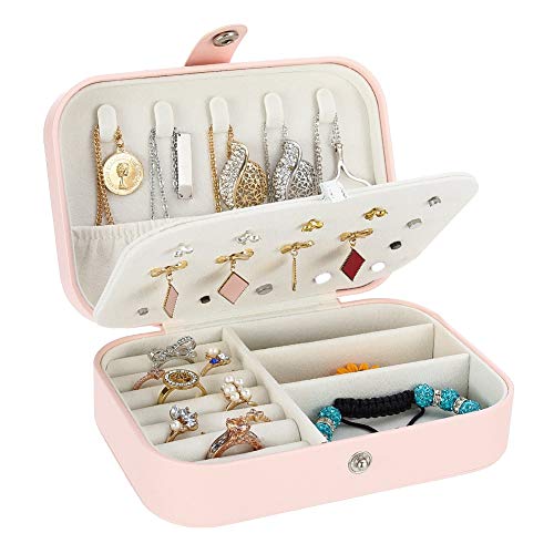 Preisvergleich Produktbild Thursday April Schmuckkästchen Organizer mit Deckel Kleines Tragbar, Schmuckkästchen Veranstalter für Damen Klein Ringe Halskette Armbänder Geburtstag Geschenk(Rot)